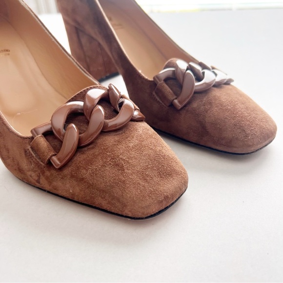 Luca Grossi Diana Heels Closed Toe Shoes Neutral Camel Brown Color Chain 38 - Picture 5 of 11